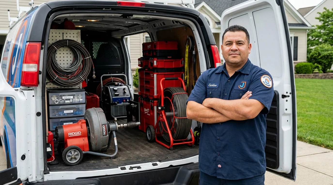 Professional drain cleaning equipment and Johns Plumbing LLC plumber in Corinth
