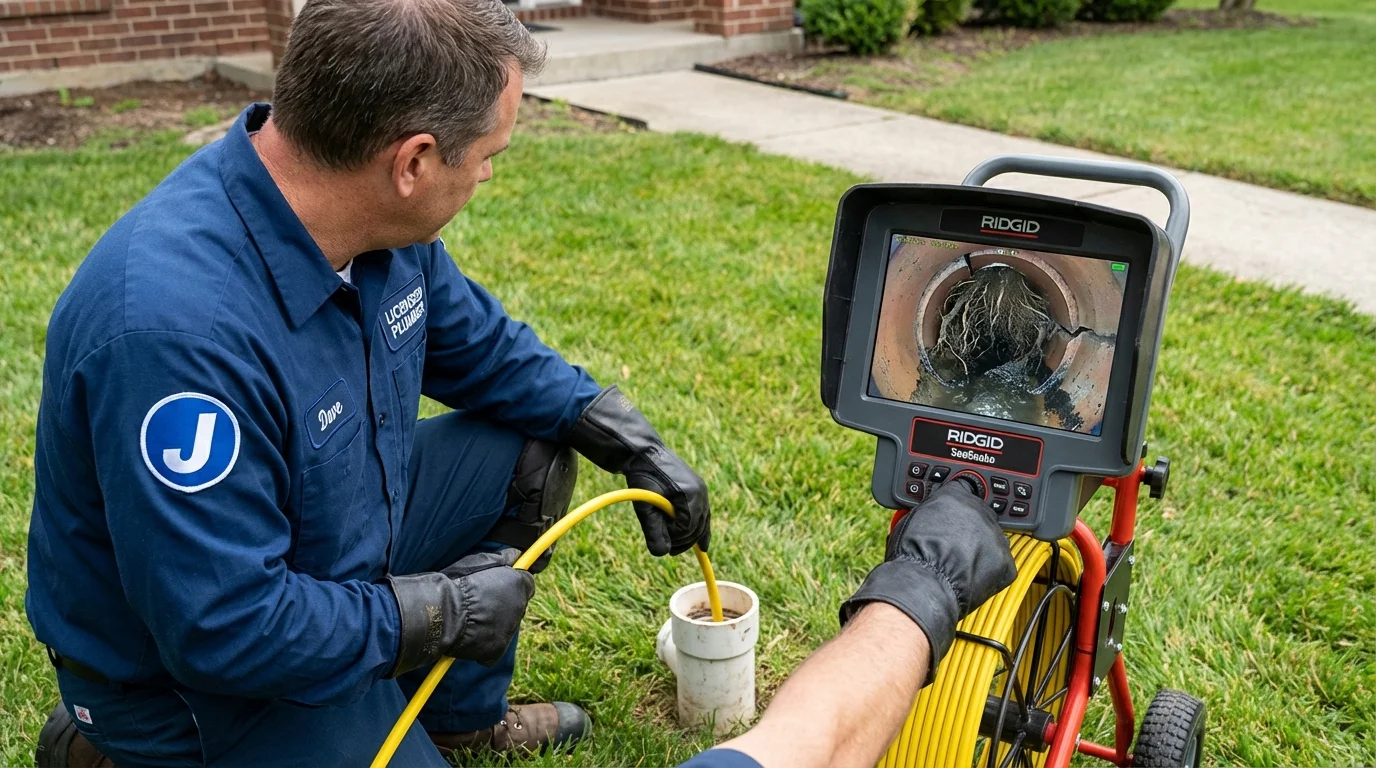 Sewer camera inspection being performed by Johns Plumbing LLC in Corinth