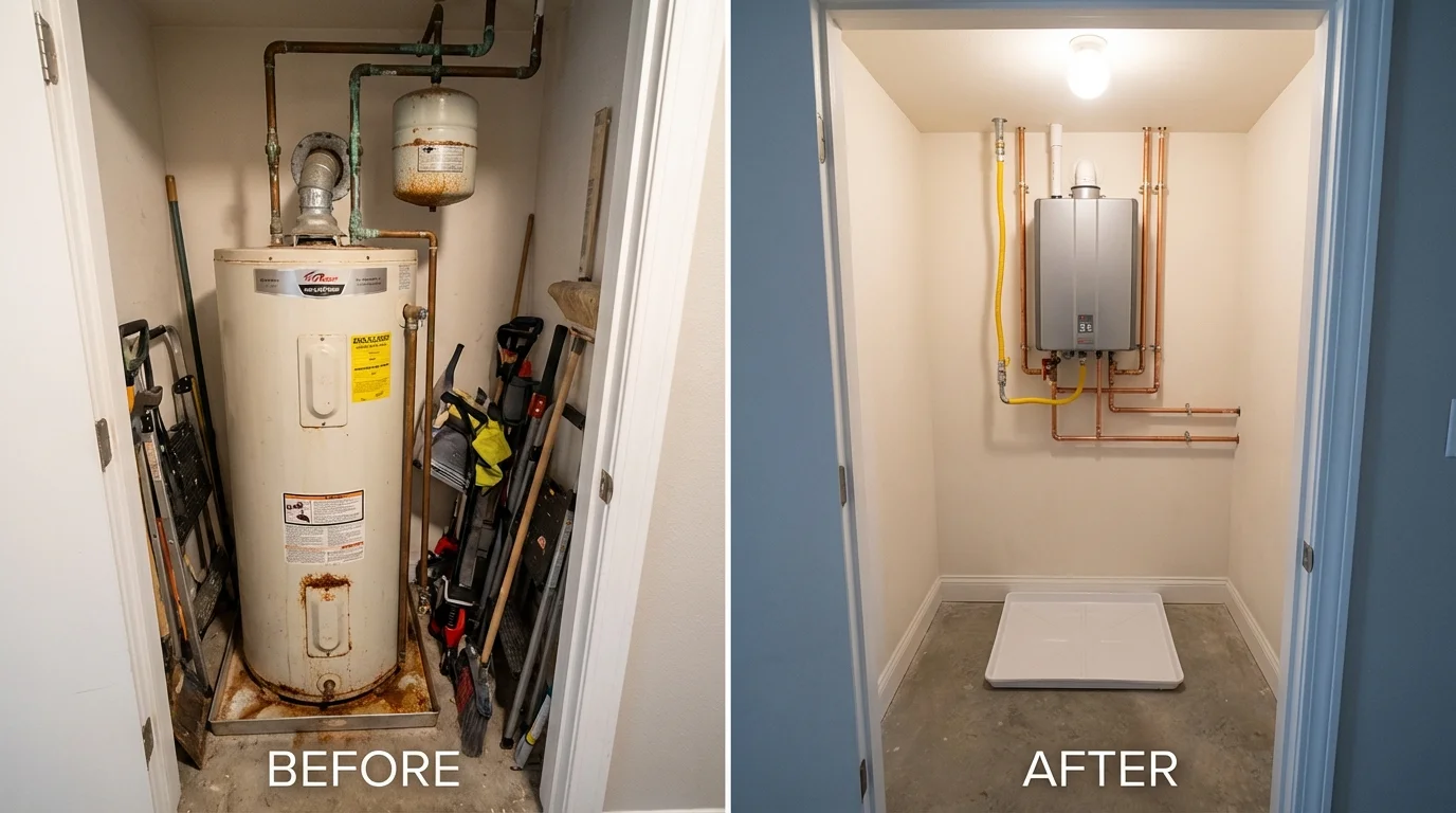 Tank water heater versus wall-mounted tankless unit comparison for Corinth, NY homeowners